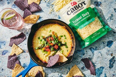 Cabot cheese for the win in this Queso Fundido with Roasted Peppers dish.