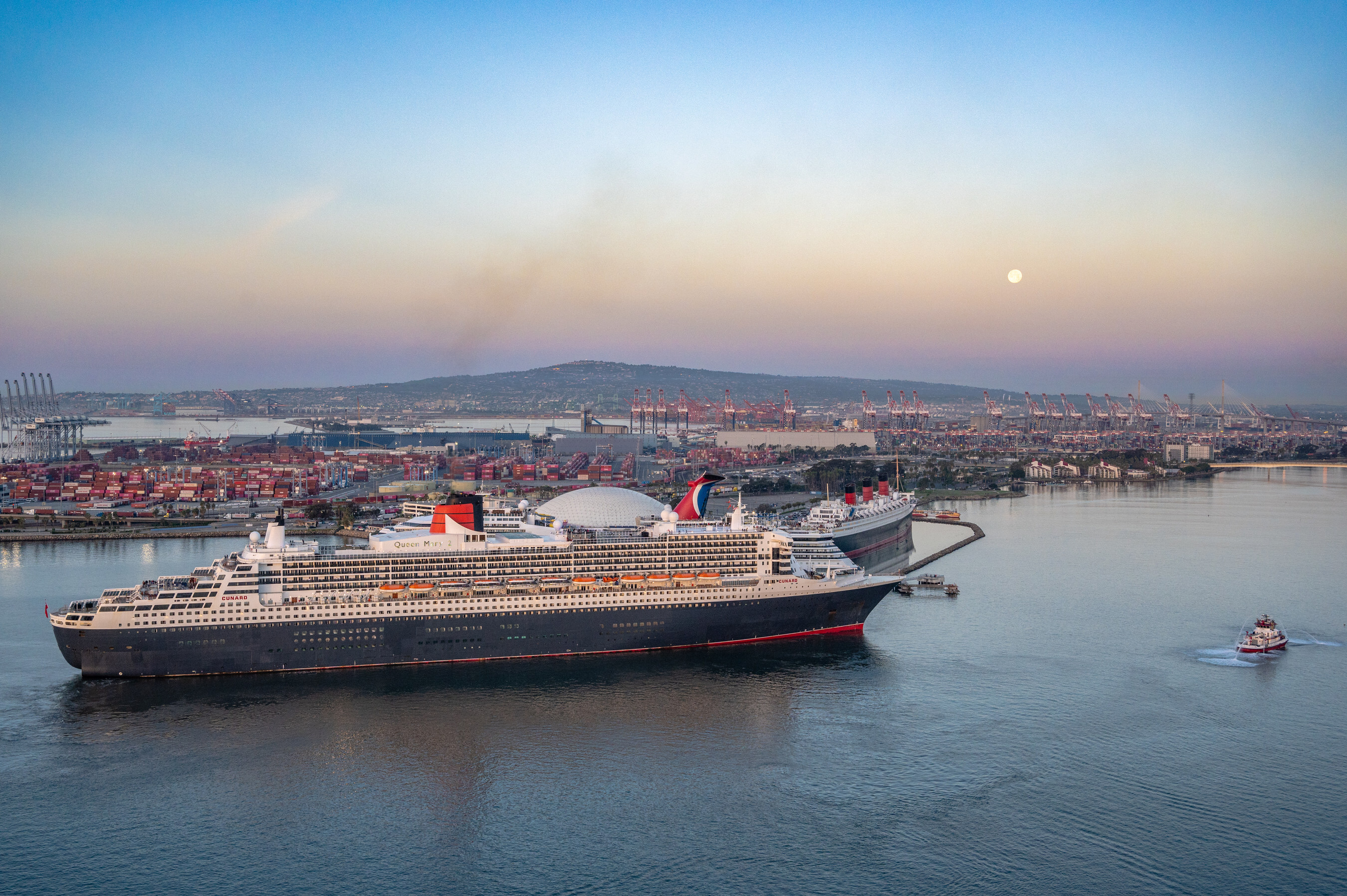 Cunard's Flagship Queen Mary 2 Reunites with Her Legendary Namesake, The Queen Mary for the First Time in 20 Years