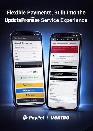 UpdatePromise Expands Flexible Payments in the Service Lane Through PayPal and Venmo Integration