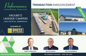 Performance Brokerage Services Advises on the Sale of Kroubetz Lakeside Campers in Lake Crystal, Minnesota to Bretz RV &amp; Marine