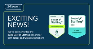 24 Seven Named 2026 Best of Staffing® Client and Talent Award Winner