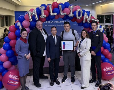 PHOTO CAPTION: From left, China Airlines flight attendant; James Kessler, ONT Senior Vice President of Operations and Maintenance; Jack (Chih-Chao) Chih, China Airlines' Vice President of Americas; Mr. Cheng; and Eren Cello, ONT Senior Vice President of Communications and Marketing.