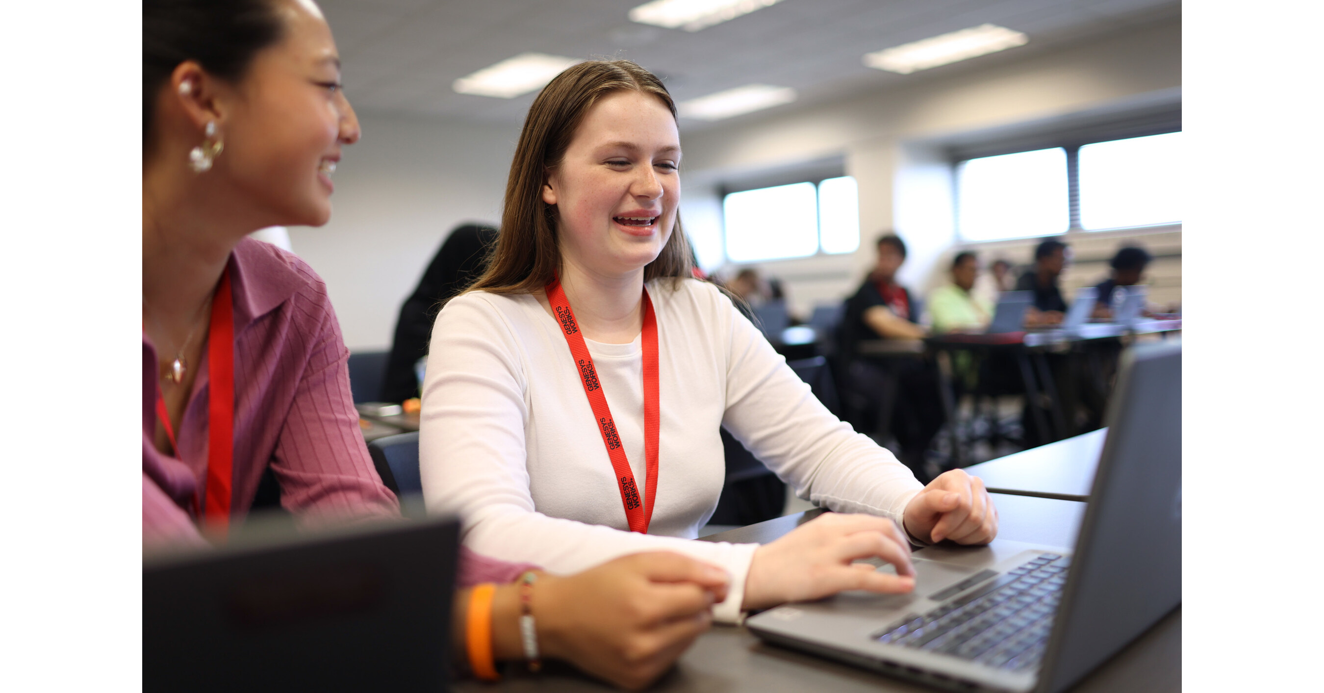 Diverse high school students preparing for careers together