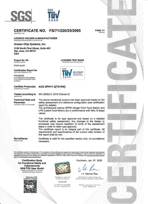 La propriété intellectuelle (IP) MIPI D-PHY à très faible consommation d'Arasan obtient la certification ISO26262