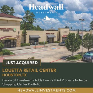 Headwall Investments Closes 23rd Unanchored Shopping Center Acquisition, Surpassing $120M in Equity Deployed and $300M in Assets Under Management