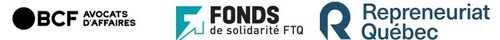 BCF Business Law, the Fonds de solidarité FTQ, and Repreneuriat Québec logos (CNW Group/BCF Avocats d'affaires)