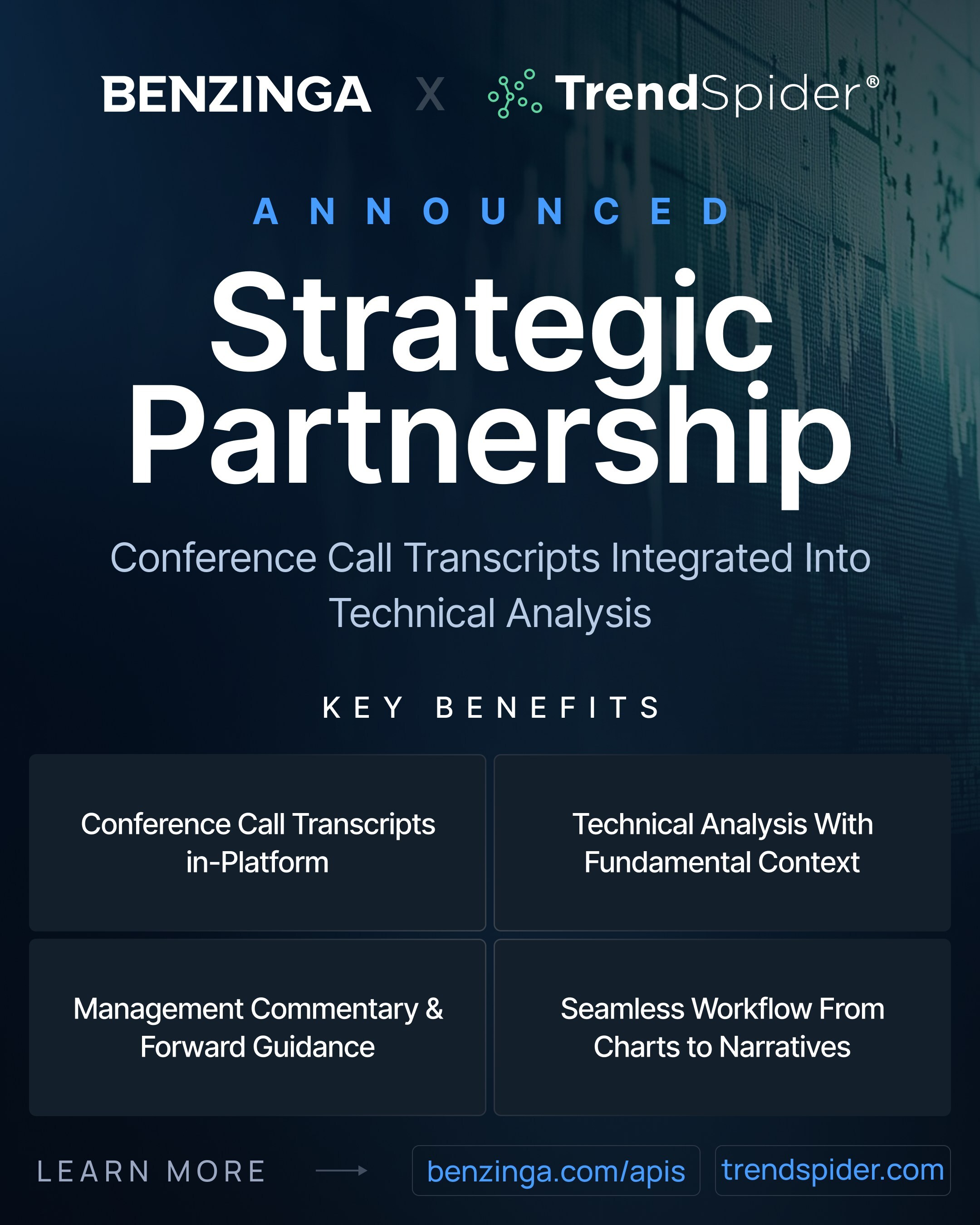 Benzinga and TrendSpider Expand Data Integration With Conference Call Transcripts