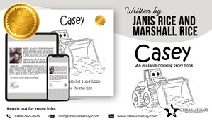 Janis and Marshall Rice Launch "Casey" A Heartwarming, Erasable Coloring Storybook That Brings Machines, Friendship, and Fun to Life