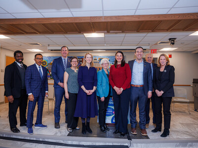 Eric Morrissette, deputy secretary of the Governor’s Office for Children; Congressman Kweisi Mfume; Congressman Johnny Olszewski; Robin McKinney, co-founder of CASH Campaign of Maryland; Maryland Comptroller Brooke Lierman; Baltimore County Executive Kathy Klausmeier; Sara Johnson, co-founder of CASH Campaign of Maryland; Baltimore City Council President Zeke Cohen; University of Maryland, Baltimore President Bruce E. Jarrell; and Erin Collins; National Taxpayer Advocate