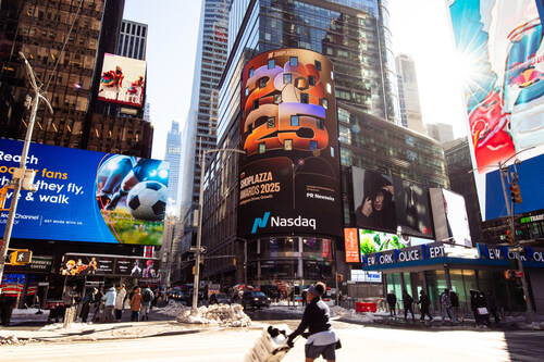 the winners of the 2025 Shoplazza Awards announced on the Nasdaq Tower the winners of the 2025 Shoplazza Awards announced on the Nasdaq Tower