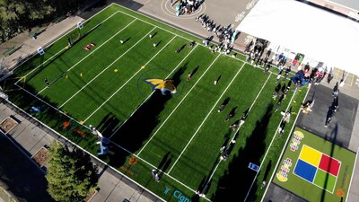 TenCate, through its sub-companies and installation partners Valley Precision Grading (VPG) and Synthetic Grass Warehouse (SGW), has completed the installation of a new Pivot® Performance Turf soccer field at Burckhalter Elementary School, creating the only dedicated green space on campus. The TenCate team also installed a play-based agility mat, which is designed to support inclusive movement. TenCate, through its sub-companies and installation partners Valley Precision Grading (VPG) and Synthetic Grass Warehouse (SGW), has completed the installation of a new Pivot® Performance Turf soccer field at Burckhalter Elementary School, creating the only dedicated green space on campus. The TenCate team also installed a play-based agility mat, which is designed to support inclusive movement.