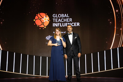 Débora Garofalo, Global Teacher Influencer of the Year, and Jay Varkey, Trustee of the Varkey Foundation and Deputy CEO of GEMS Education