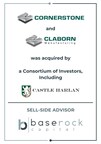 BaseRock Capital Advises Cornerstone and Claborn Manufacturing on Their Sale to a Consortium of Investors, Including Castle Harlan