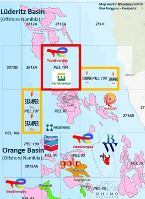PEL 104 in relation to PEL 107 and PEL 102 (CNW Group/Stamper Oil & Gas Corp.)