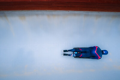 A member of the USA Skeleton team makes a run in a recent competition.