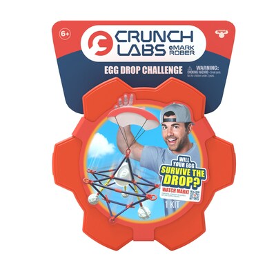 EGG-CELLENT STEM FUN. Moose Toys and CrunchLabs by Mark Rober’s Egg Drop Challenge inspired by the former NASA engineer’s amazing Egg Drop from Space YouTube video lets kids test their skills with this classic engineering experiment at home. Kids build a protective structure around a slime-filled egg, attach a parachute and drop it to see if it survives. With endless ways to build and redesign, kids can add a real egg or hack the build with household items.