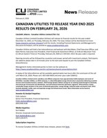 CANADIAN UTILITIES TO RELEASE YEAR END 2025 RESULTS ON FEBRUARY 26, 2026