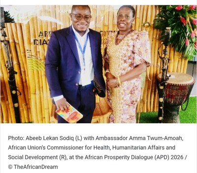 Photo: Abeeb Lekan Sodiq (L) with Ambassador Amma Twum-Amoah in photo courtesy of TheAfricanDream Consultancy