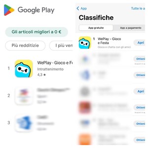 WePlay fa un grande debutto nel mercato italiano, dominando le classifiche gratuite di Google Play e App Store, dimostra la leadership nell'intrattenimento social a livello globale