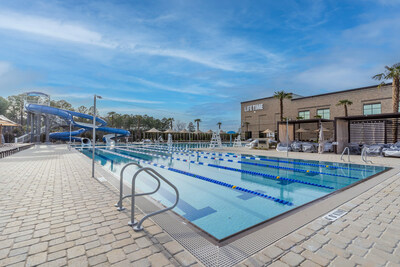 The outdoor pool deck at Life Time Alston Town Center. Sean Junqueira for Life Time.