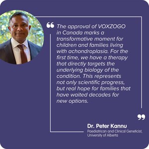 BioMarin receives Health Canada Notice of Compliance with conditions for VOXZOGO®, for Achondroplasia