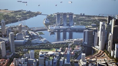 A section of VIZZIO's Singapore 3D city model constructed by AI using satellite imagery. VIZZIO's planetary-scale digital twin 3D city mapping, from aerial to street to indoor, offers a complete spatial computing stack. VIZZIO reconstructs the world in 3D from every vantage point: satellite imagery, 360° street-level vision and indoor spatial scans. All fused into a real-time, physics-aware digital twin optimised for physical AI, simulation and autonomous EV and smart city applications.