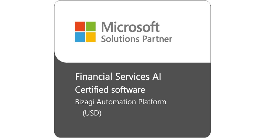 Bizagi Achieves Microsoft Financial Services AI Certification