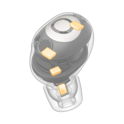 Now featuring four microphones—an upgrade from the previous model’s three—the system offers even more powerful and effective noise cancellation. (PRNewsfoto/Sony Electronics, Inc.)