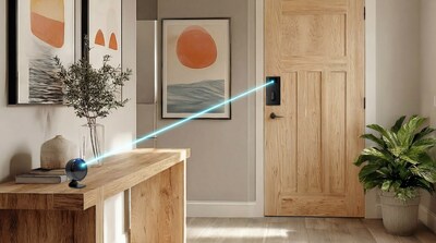 The optical transmitter beams safe, invisible IR beam that keeps the lock's internal battery charged. The optical transmitter beams safe, invisible IR beam that keeps the lock's internal battery charged.