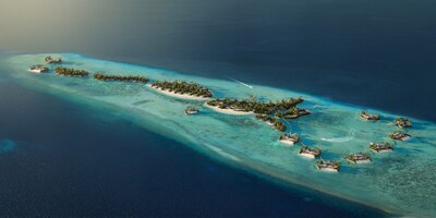 Renderização por drone do Nobu Hotel, Residences e Restaurant Maldives Renderização por drone do Nobu Hotel, Residences e Restaurant Maldives