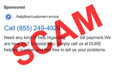 Example of scam detected by AI tool and removed