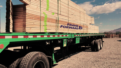 From design to delivery:  A truck loaded with Frame Forward components and featuring TrussTrax labels.