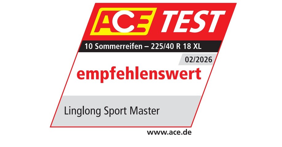 TRW Le Linglong Sport Master se voit décerner la mention recommandé lors des tests réalisés par l'ACE Auto Club Europe