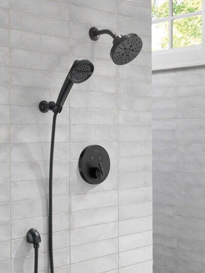 Delta® SelectChoice™ Push-Button Diverter elevates the shower experience, allowing users to control their shower with the simple push of a button.
