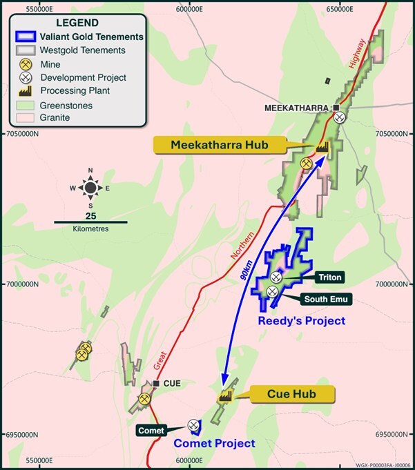 Figure 1: Valiant Asset Locations (CNW Group/Westgold Resources Limited)