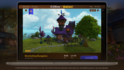 The Zillow for Warcraft experience brings Zillow’s familiar home exploration into a fantasy setting. The microsite highlights a mix of player-favorite housing creations and early looks at Blizzard-built homes inspired by iconic Warcraft styles, such as Stormwind townhouses and Horde-influenced bungalows.