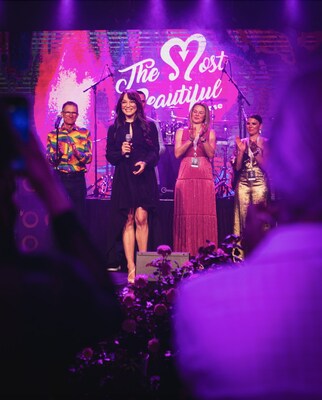 The Most Beautiful™ Rose Baptism. From left to right: Harley Eskelund from Roses Forever; Mayte Garcia (Prince's wife and rose namesake); Brian Rhodes, April Rhodes and Ashley Francis from April & Ashley.