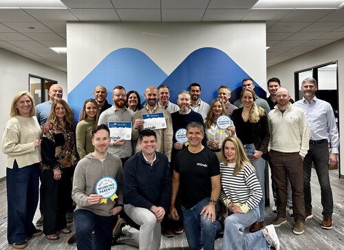 Pictured above: Members of the Mindr team celebrate the company being named a 