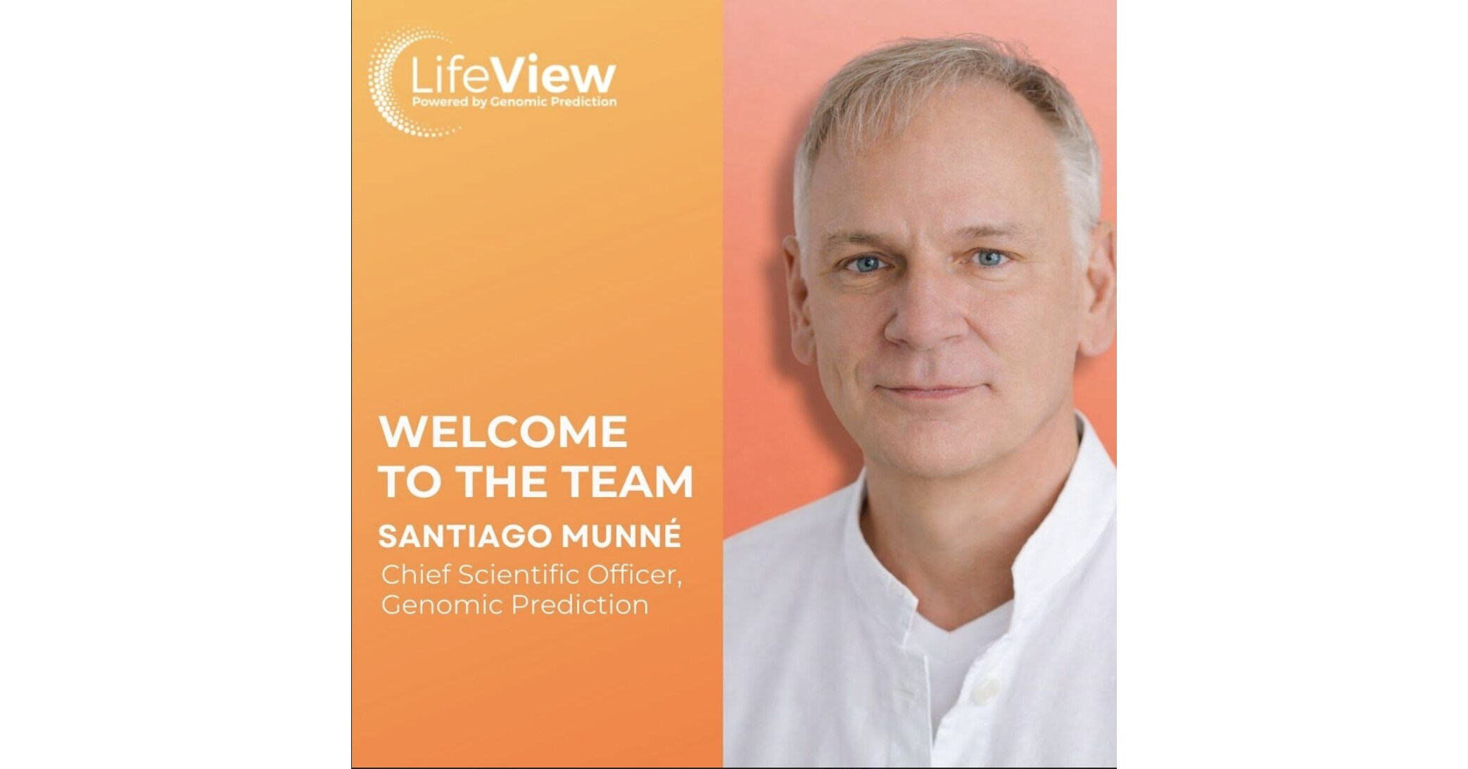 Genomic Prediction Appoints Santiago Munné, Ph.D., as Chief Scientific Officer Genomic Prediction Appoints Santiago Munné, Ph.D., as Chief Scientific Officer