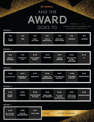 Oscars® Best Picture Nominees and Winners Return to Regal for the "And the Award Goes to…" Series in March