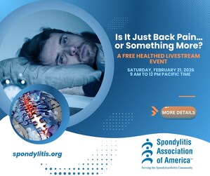 Spondylitis Association of America's New Livestream Offers Hope and Direction for People Still Searching for Answers to Chronic Back Pain