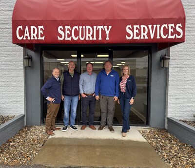 Pictured (L to R): Jeremy Bates, Pye-Barker VP of Business Development; Chris Harr, CARE Co-Owner; Andy Holland, Pye-Barker Regional VP; Ron Clark, CARE; Cindy Ponder, Pye-Barker Regional Director