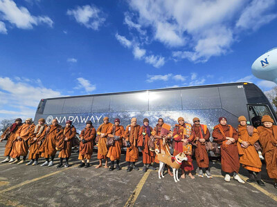 Rest for the weary travelers. After millions of steps for peace, the monks pause before the drive home. ALLMYNE was honored to provide the 
