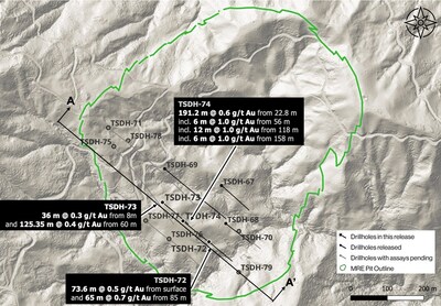 Figure 1: Plan map of Tesorito drillhole collar and section locations (CNW Group/Tiger Gold Corp.) Figure 1: Plan map of Tesorito drillhole collar and section locations (CNW Group/Tiger Gold Corp.)