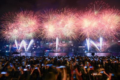 Crowds gather along both sides of Victoria Harbour to enjoy the “Prosperity Gallops Across Hong Kong” Year of the Horse Fireworks Display, exclusively sponsored by The Hong Kong Jockey Club. (PRNewsfoto/The Hong Kong Jockey Club)