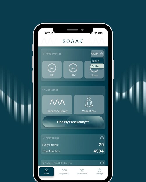 You can now integrate your Oura Ring data with the Soaak app and it will suggest which sound frequency to listen to improve your sleep, performance and more biometrics.