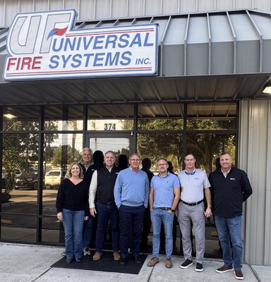 Pictured (L to R): Deena Dunham, Universal Fire Controller; Jay Strickland, Pye-Barker VP of Business Development; Aaron Jones, Universal Fire Co-owner and VP; Darrell Mayo, Universal Fire Owner and President; Josh McGlade, Pye-Barker Regional Director; Rod DiBona, Pye-Barker EVP of Business Development; Bill Munier, Pye-Barker Regional VP Pictured (L to R): Deena Dunham, Universal Fire Controller; Jay Strickland, Pye-Barker VP of Business Development; Aaron Jones, Universal Fire Co-owner and VP; Darrell Mayo, Universal Fire Owner and President; Josh McGlade, Pye-Barker Regional Director; Rod DiBona, Pye-Barker EVP of Business Development; Bill Munier, Pye-Barker Regional VP