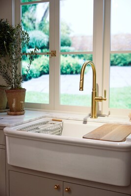 Kohler x Studio McGee Audrine Kitchen Sink, paired with Edalyn faucet