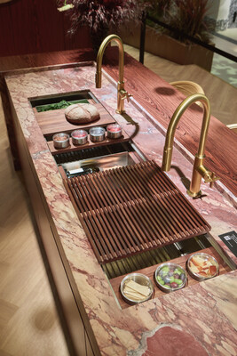 KOHLER Synthos Workstation Kitchen Sink, paired with Billet Faucets