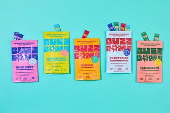 Buzz Bomb Caffeine flavor packs.